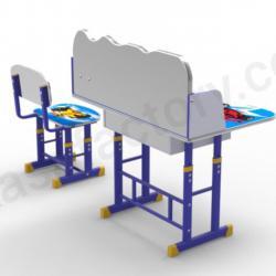 2 PCS Kids Table & Chairs Set Children Activity Play Study Desk Work Learning