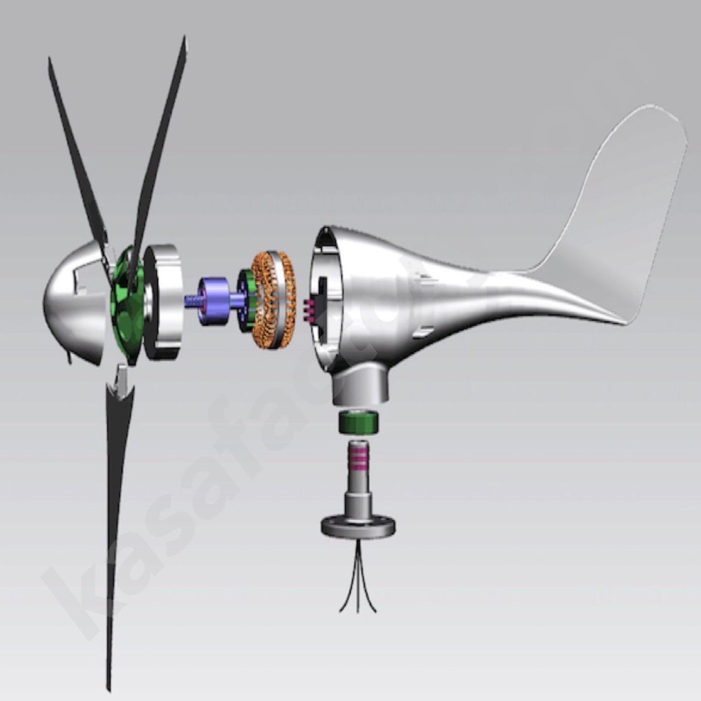 700W 24V Wind Turbine Generator 3 Blade - Digital Hybrid Wind/Solar Controller