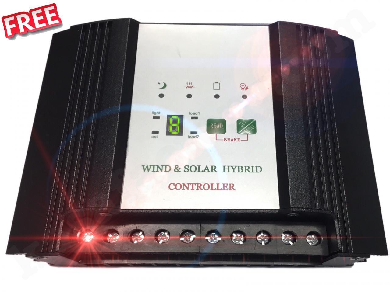 300W 12V Wind Turbine Generator 3 Blade - Digital Hybrid Wind/Solar Controller