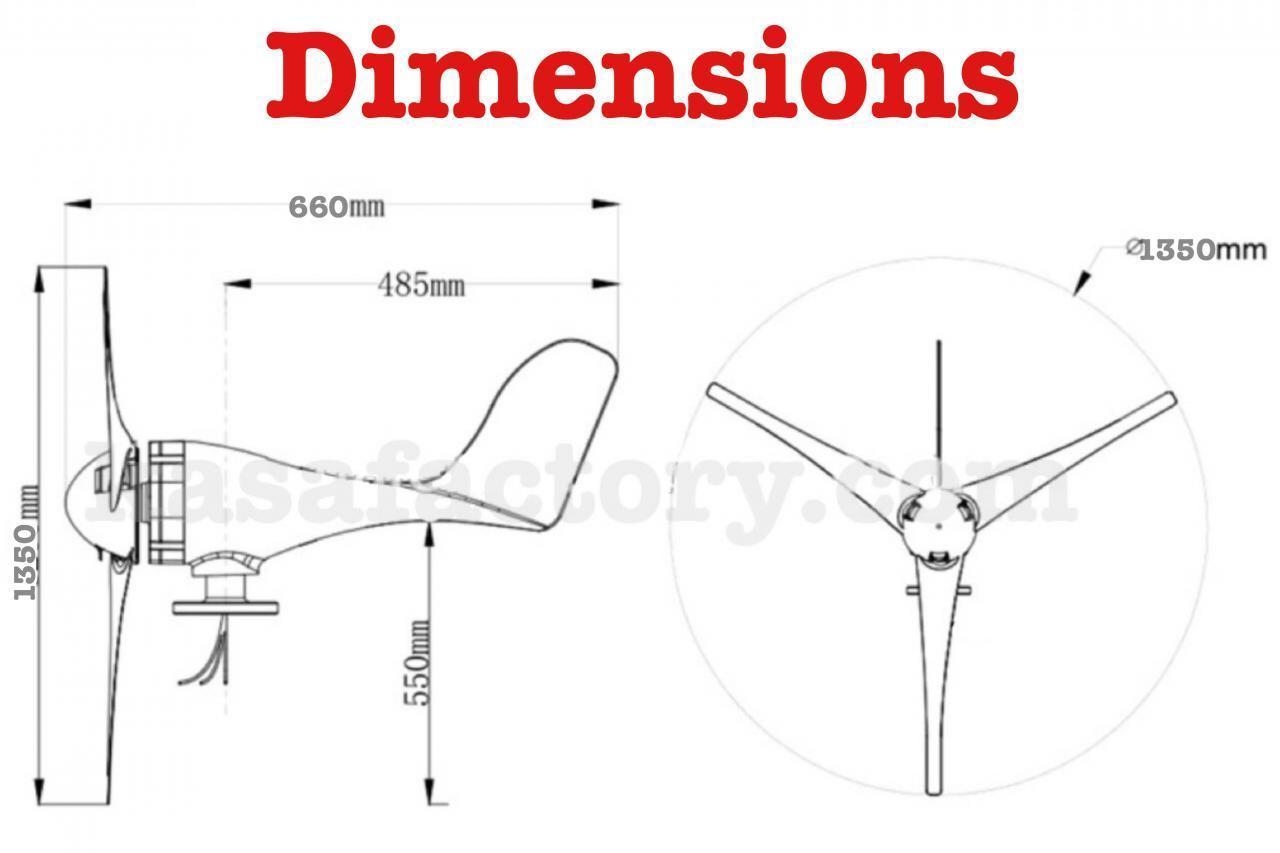300W 12V Wind Turbine Generator 3 Blade - Digital Hybrid Wind/Solar Controller