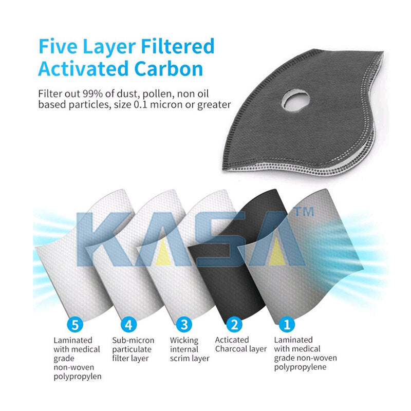 KASA Face Mask Filter Activated Carbon Adult Anti Pollution Filters Pads