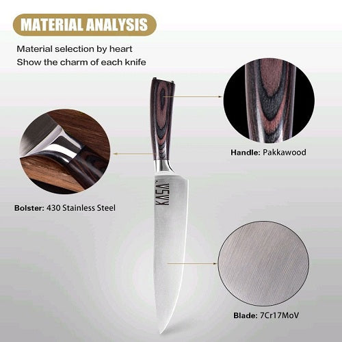 KASA Ergonomic Chef Knife Stainless Steel with Pakkawood Handle 8inch