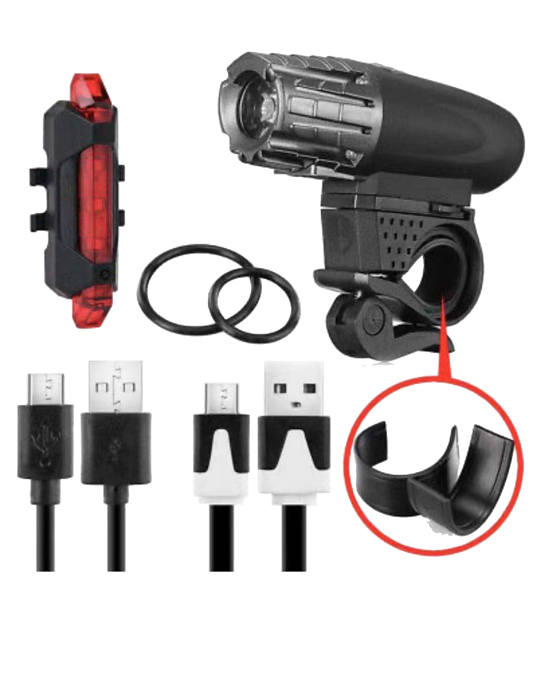 KASA USB Rechargeable Bike Light Rainproof Tactical Safety Riding Bike Light Set Waterproof Cycle Front Back Headlight