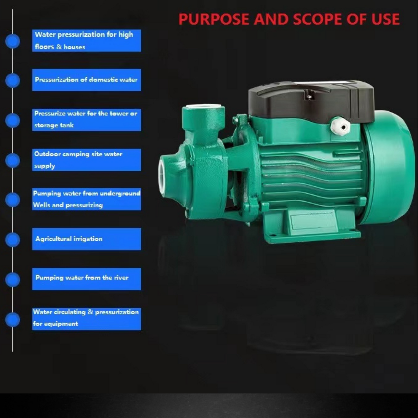 Kasa 24v DC Solar Pressure Water Pump Copper Motor Double Impeller 370W fully variable speed