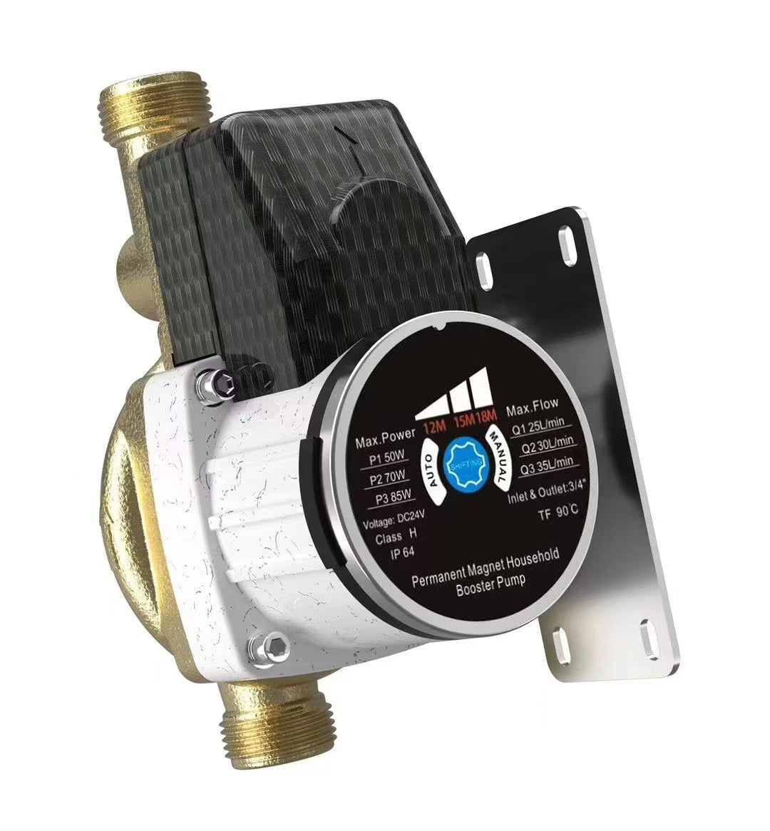 Kasa Water Booster House Pump Solar 24V DC High-Pressure Variable 3 Speed Heater Shower Automatic