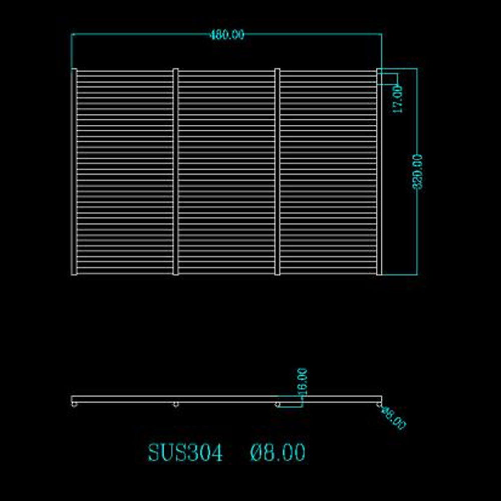 Stainless Steel BBQ Grill Grille Plate Barbecue Solid 8mm Bars 48 X 32 Cm