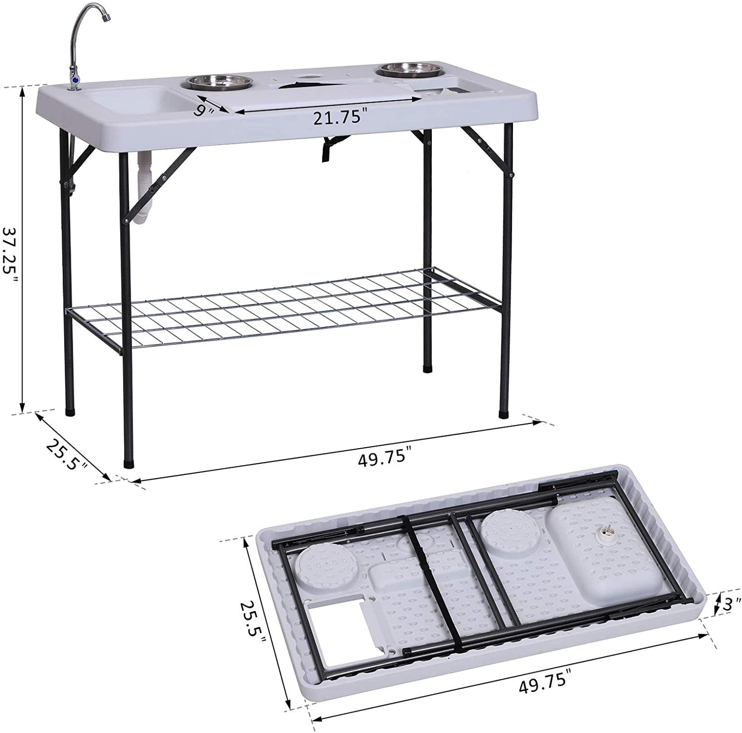 Outdoor Fishing Cooking Fillet Table Portable Camping Picnic Folding Table