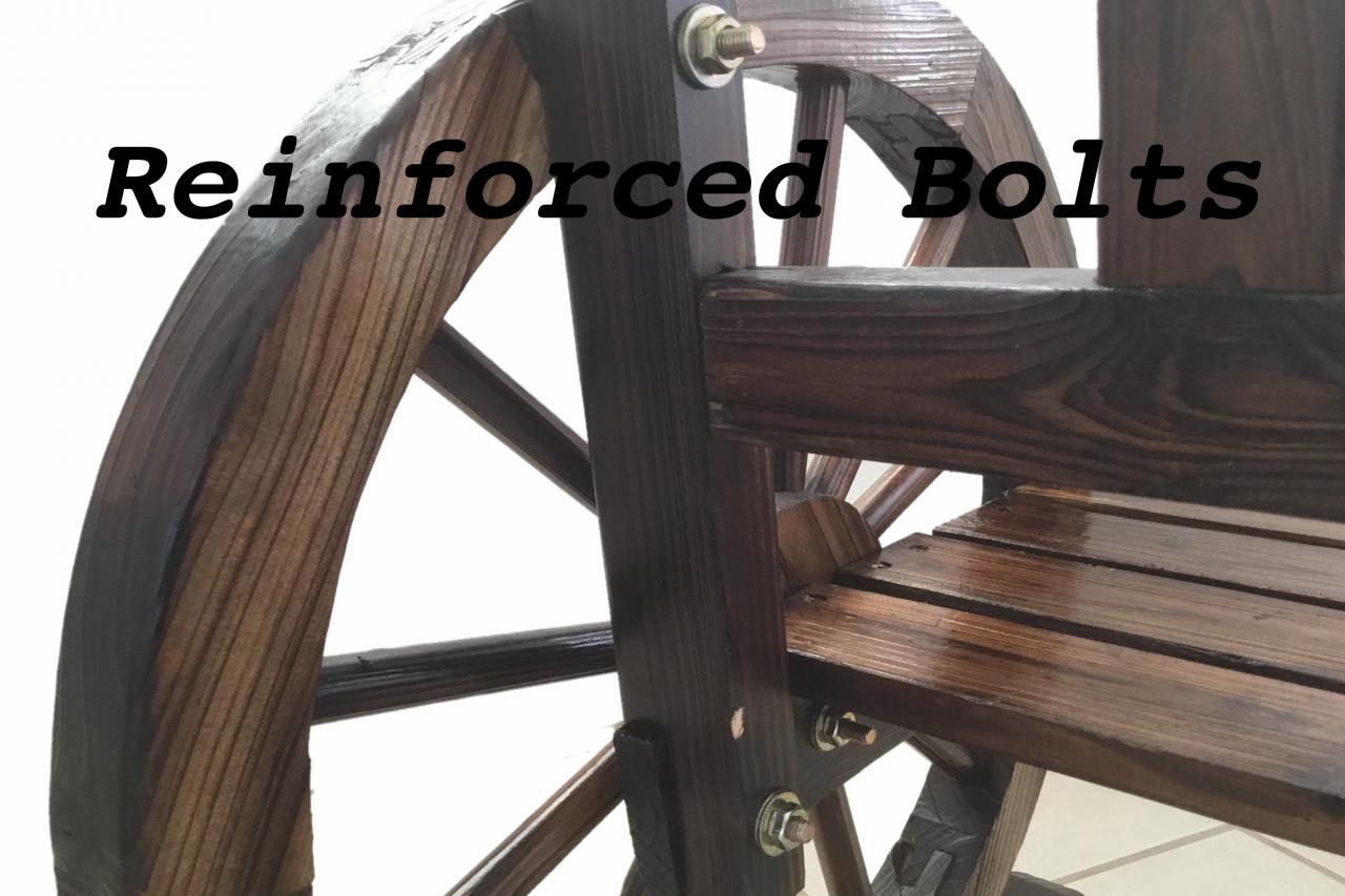 Outdoor Wooden Garden Bench Seat Wagon Wheel Chair
