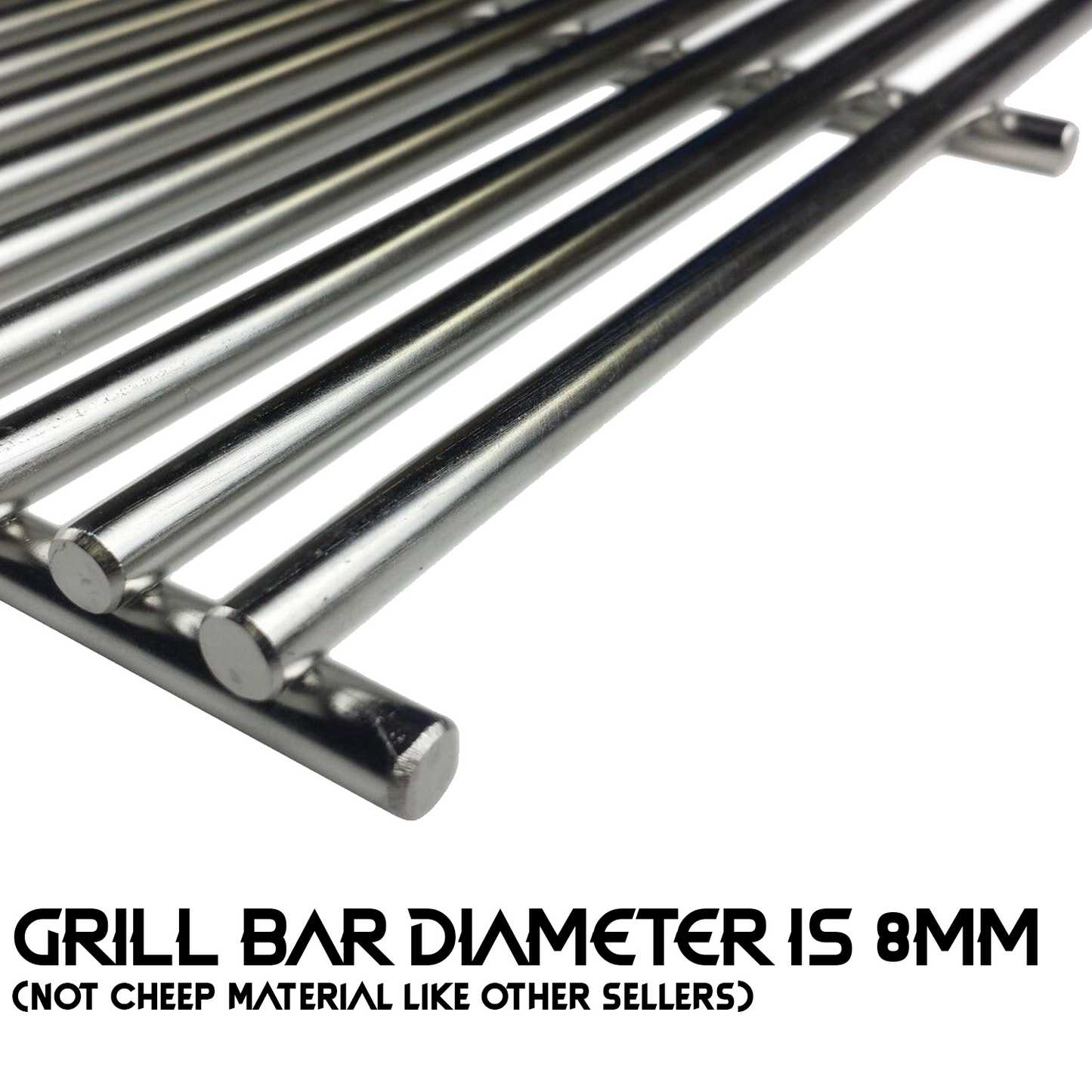 Stainless Steel BBQ Grill Grille Plate Barbecue Solid 8mm Bars 48 X 32 Cm