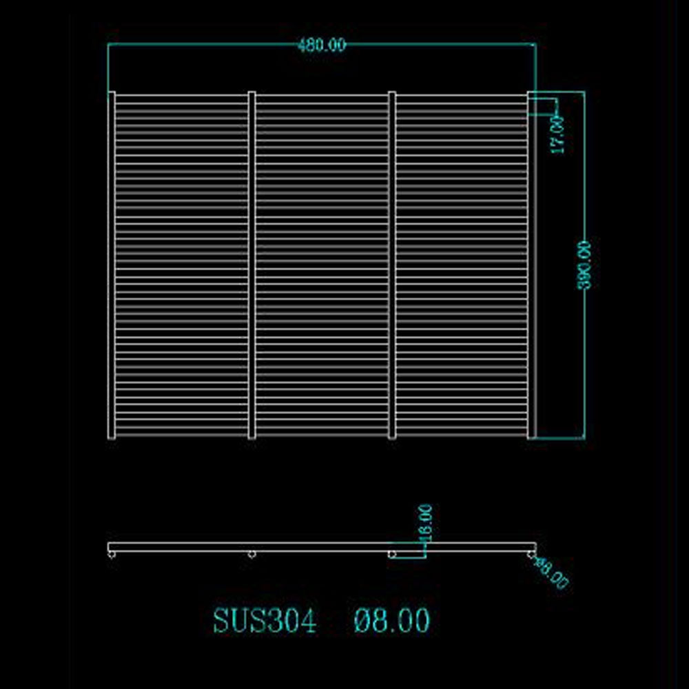 Stainless Steel BBQ Grill Grille Plate Barbecue Solid 8mm Bars 39 X 48 cm