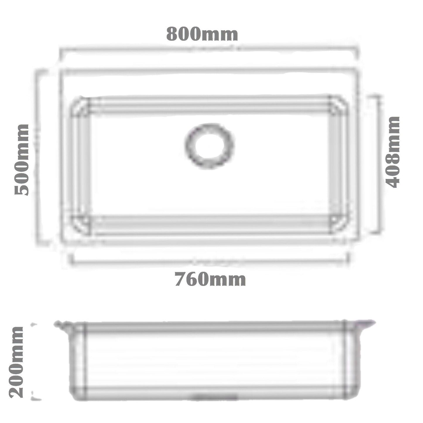KASA Undermount Laundry Kitchen Sink Single Bowl Black 800 X 500mm