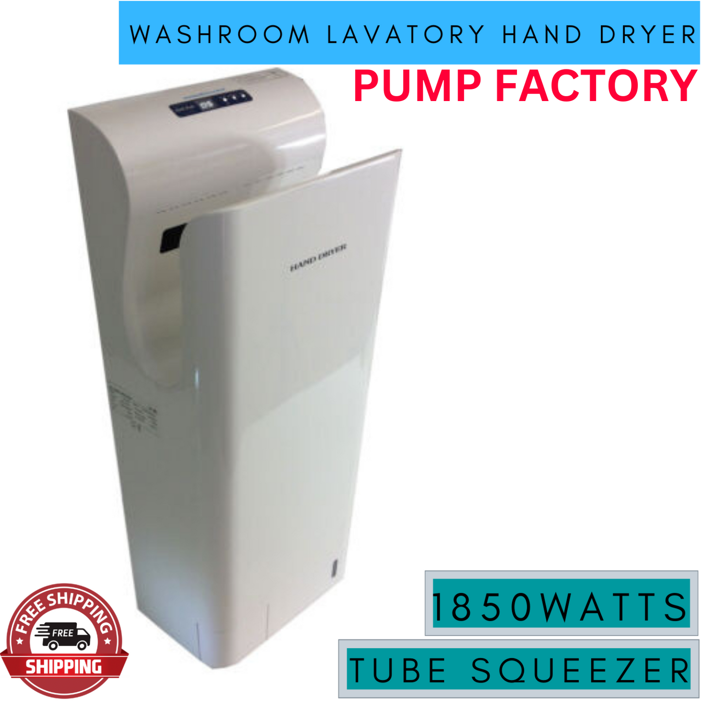 Washroom Lavatory Hand Dryer Brushless machine White Automatic Excessive Speed