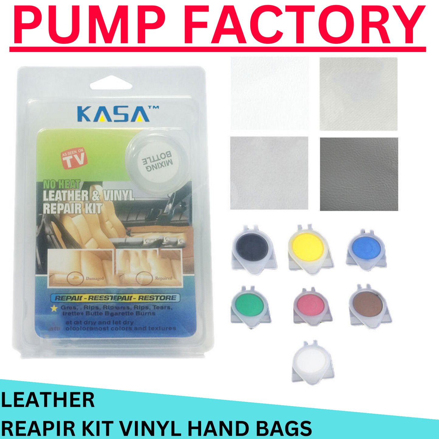 Kasa Diy No Heat Liquid Leather & Vinyl Repair Kit Mixing Spatula Filler Fabric