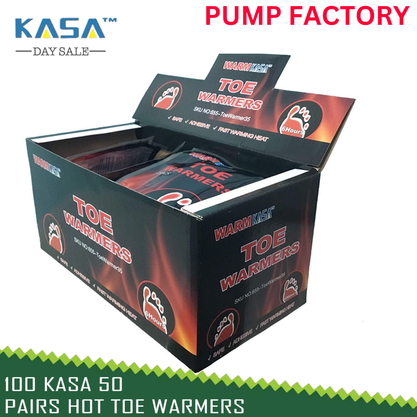 kasa 100 SINGLES 50 PAIRS Hot TOE WARMERS Pack Feet Foot Sole Warmer