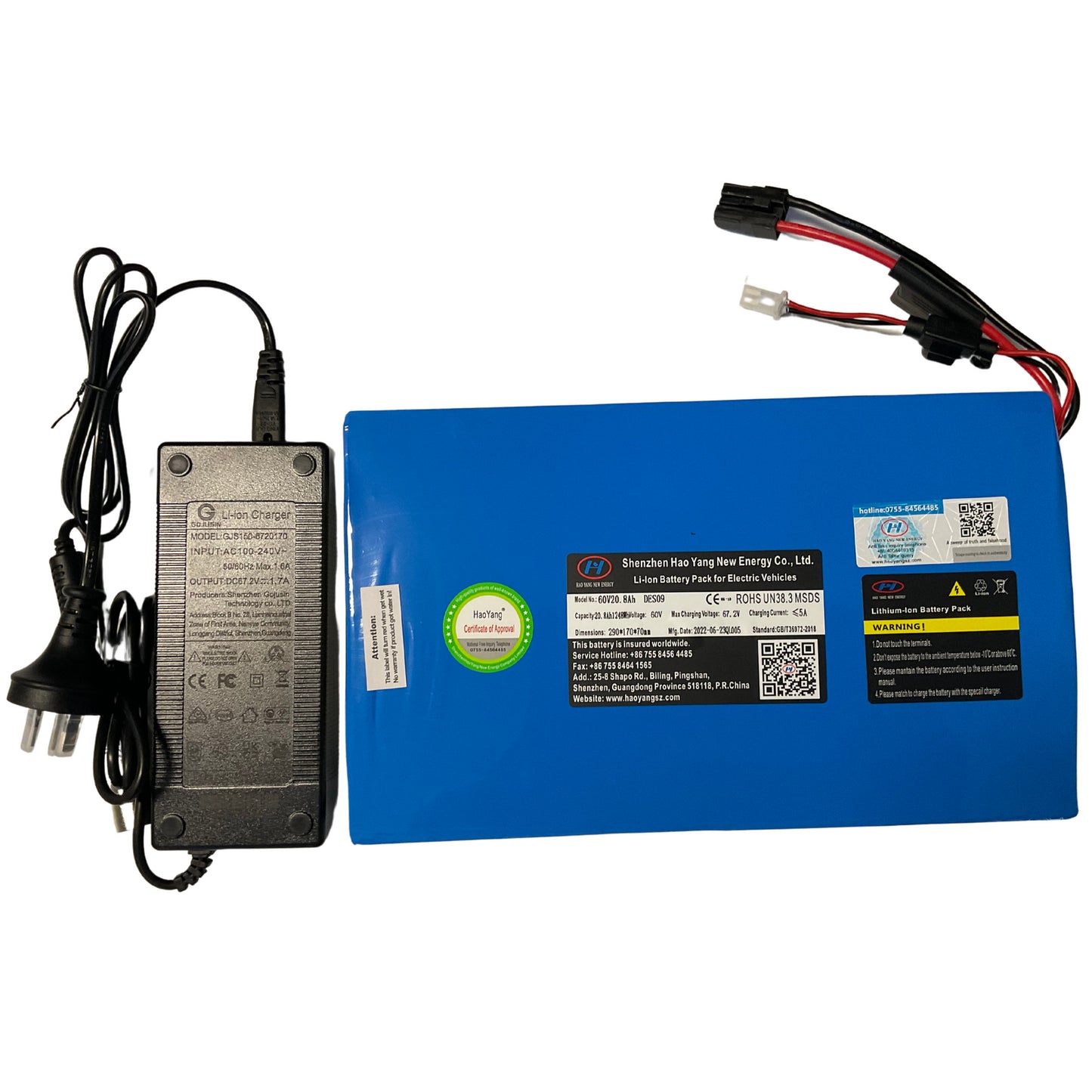 60V 20Ah Lithium Ion Battery Power charger For KASA 2000W Electric Scooter S2000R