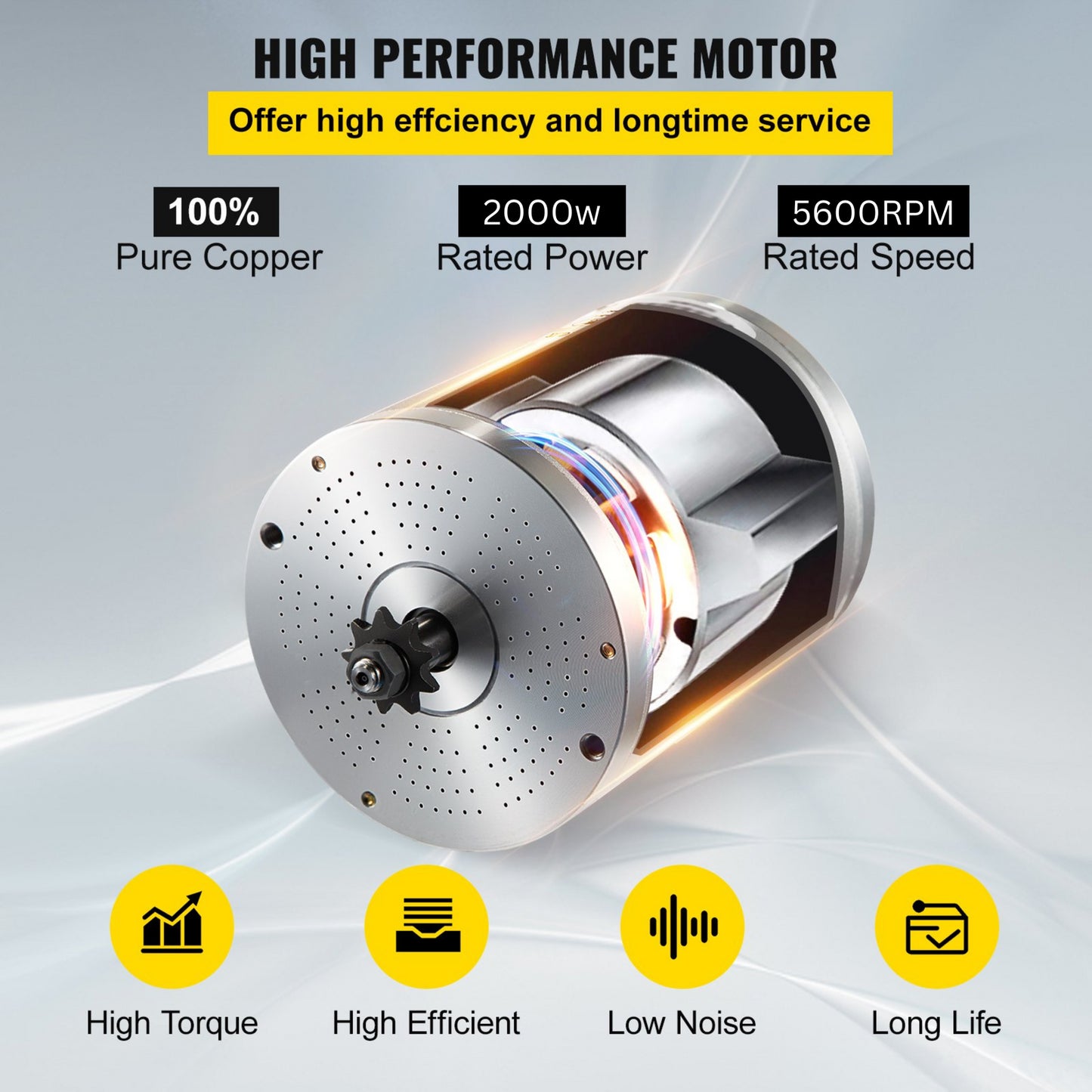 60V 2000W Brushless DC Motor 5600RPM For KASA Motorised Electric Scooter S2000R