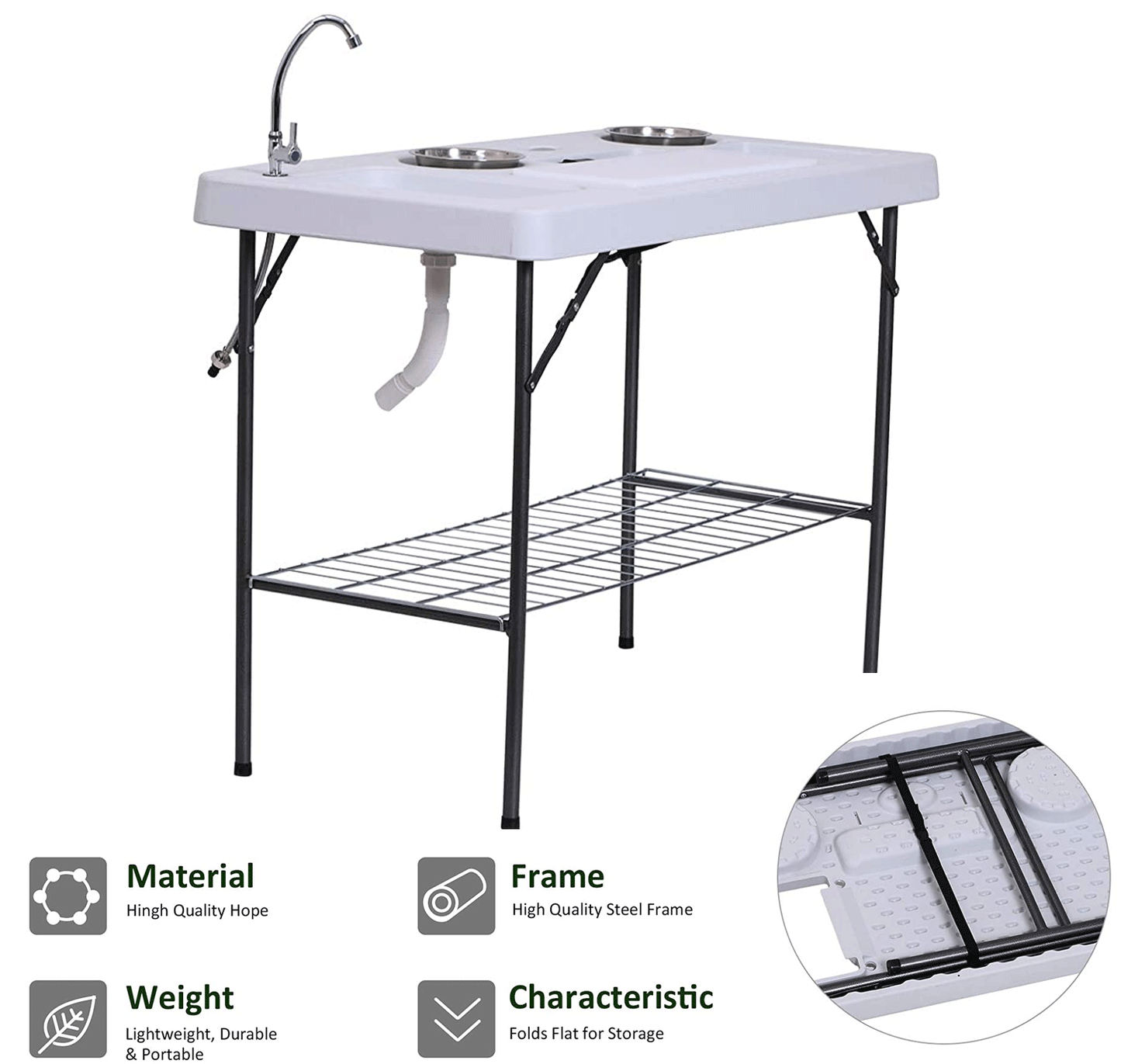 Outdoor Fishing Cooking Fillet Table Portable Camping Picnic Folding Table