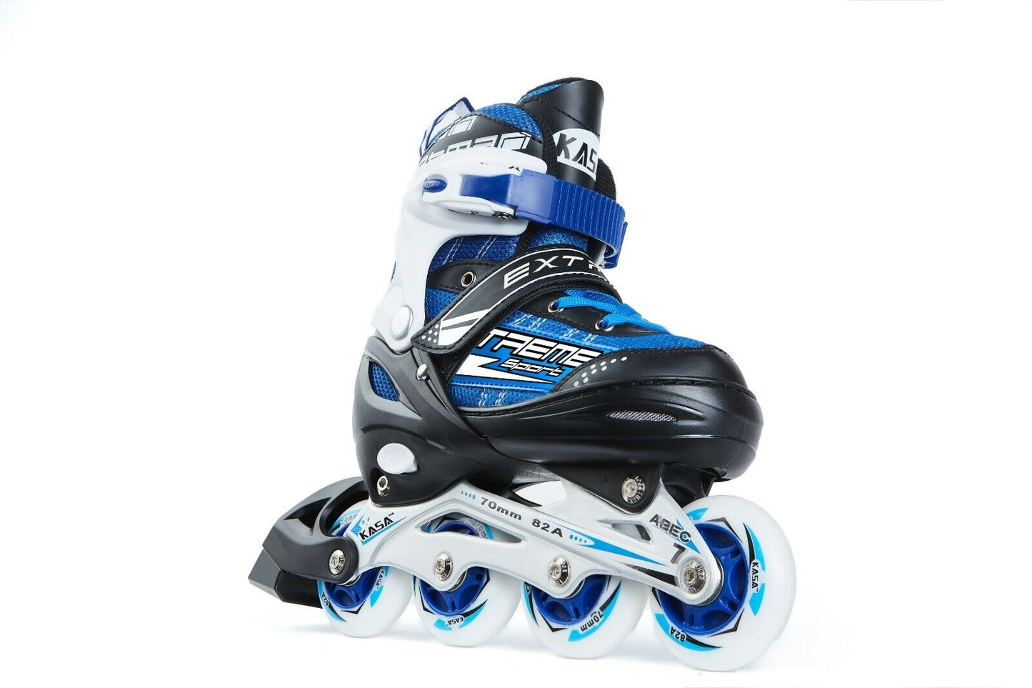 Inline Skate Roller Blades Adjustable Skating Shoes Blue M(EU 33-36)