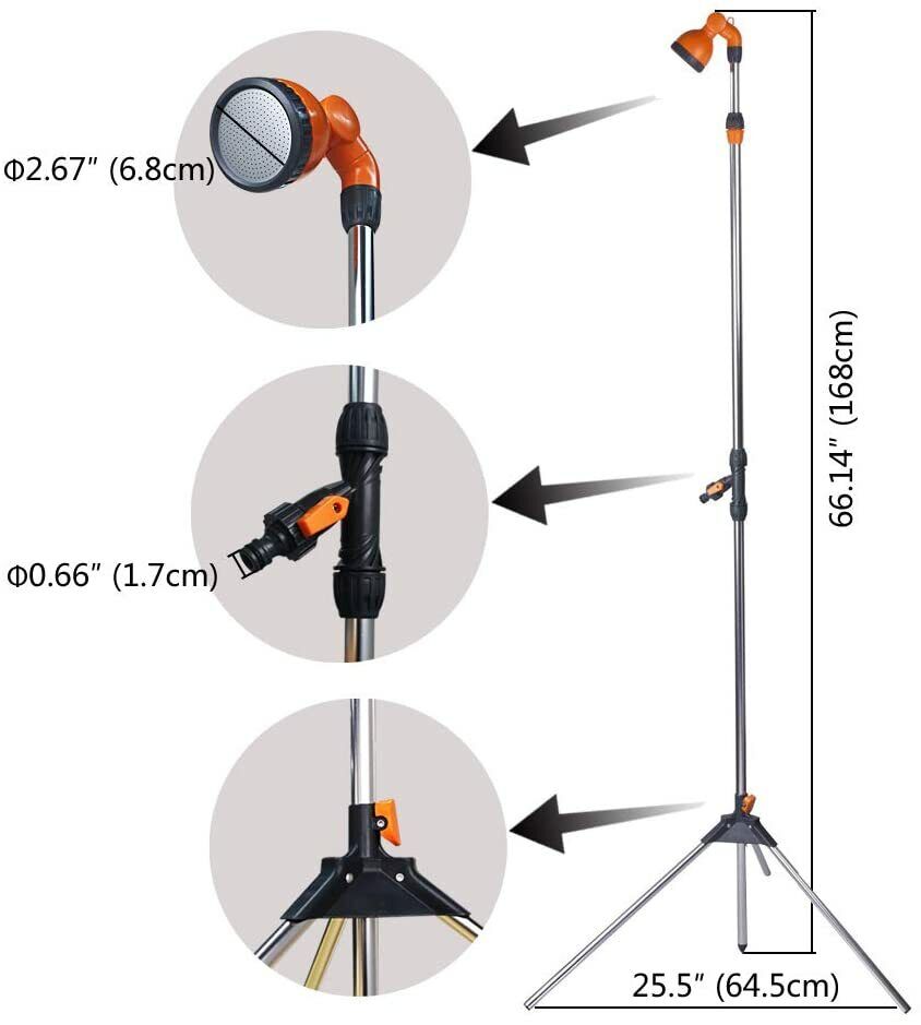 KASA Portable Outdoor Shower Garden Camping Beach Pool Height Adjustable Tripod