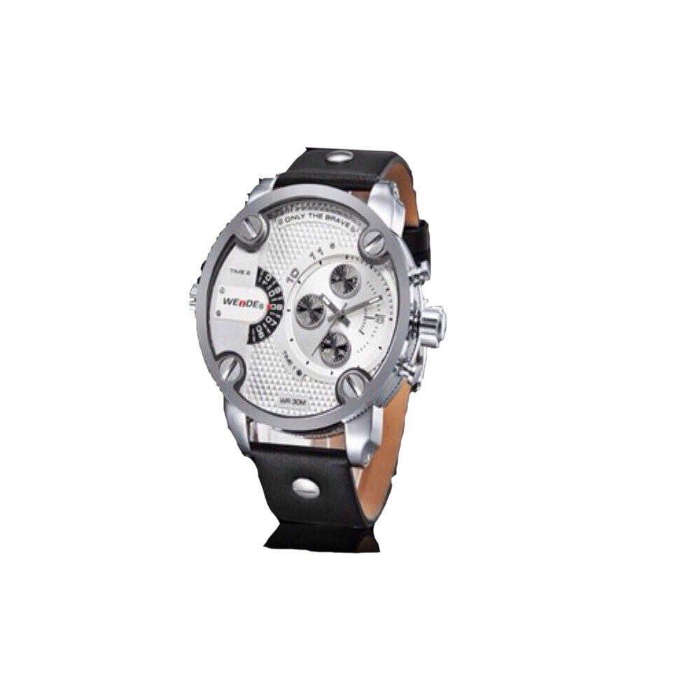KASA Sports Watch White Unisex Quartz Weide Genuine Leather 30M Waterproof Best Gift
