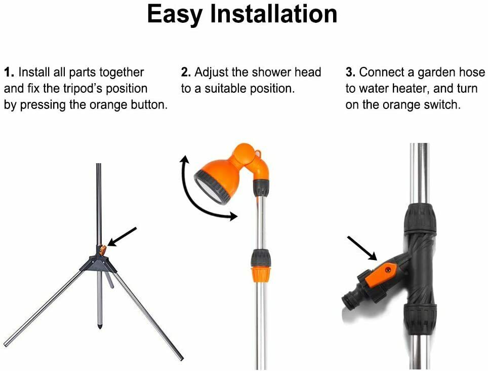 KASA Portable Outdoor Shower Garden Camping Beach Pool Height Adjustable Tripod