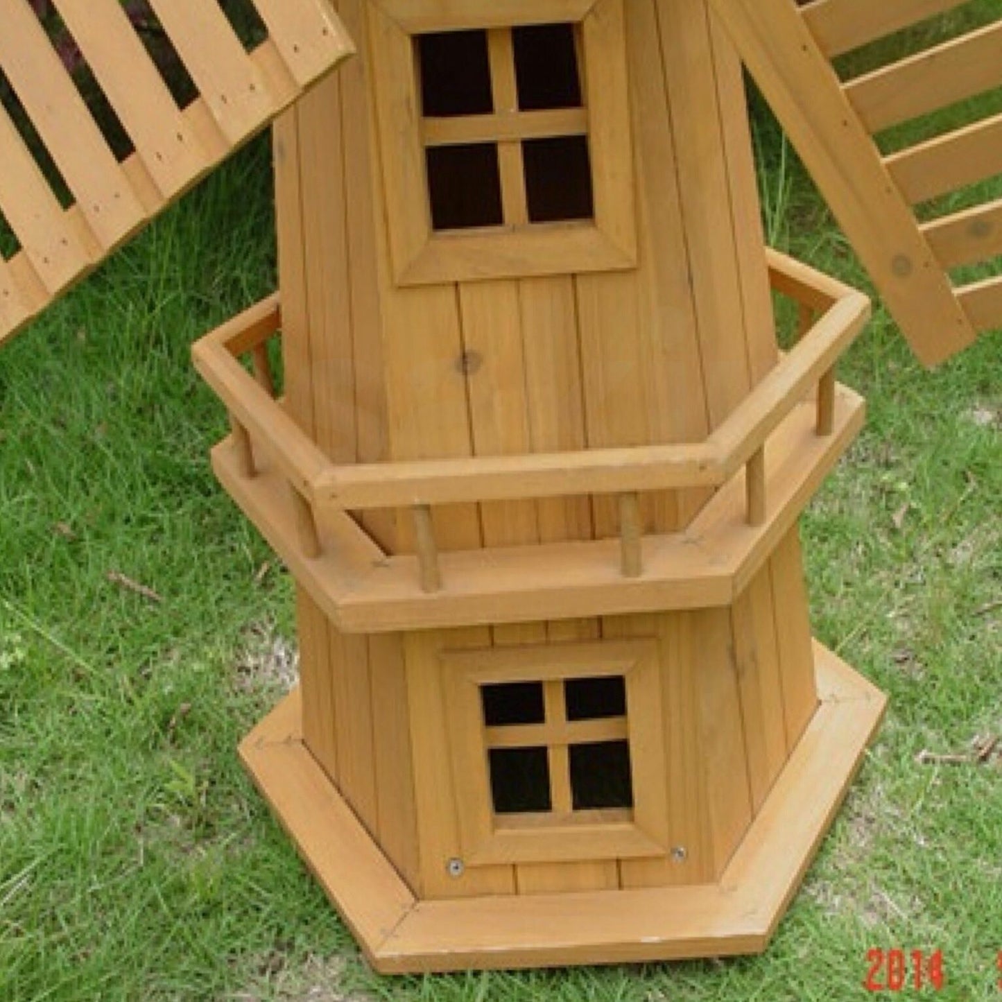NEW 90CM WOODEN WINDMILL GARDEN ORNAMENT PLANT HOLDER OUTDOOR STATUE BIRD HOUSE!