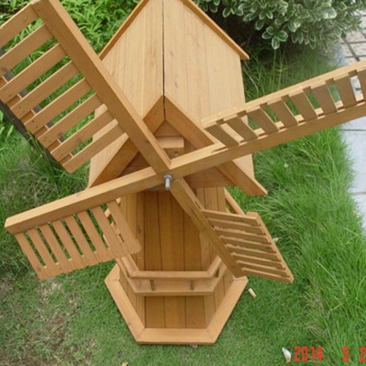 NEW 90CM WOODEN WINDMILL GARDEN ORNAMENT PLANT HOLDER OUTDOOR STATUE BIRD HOUSE!