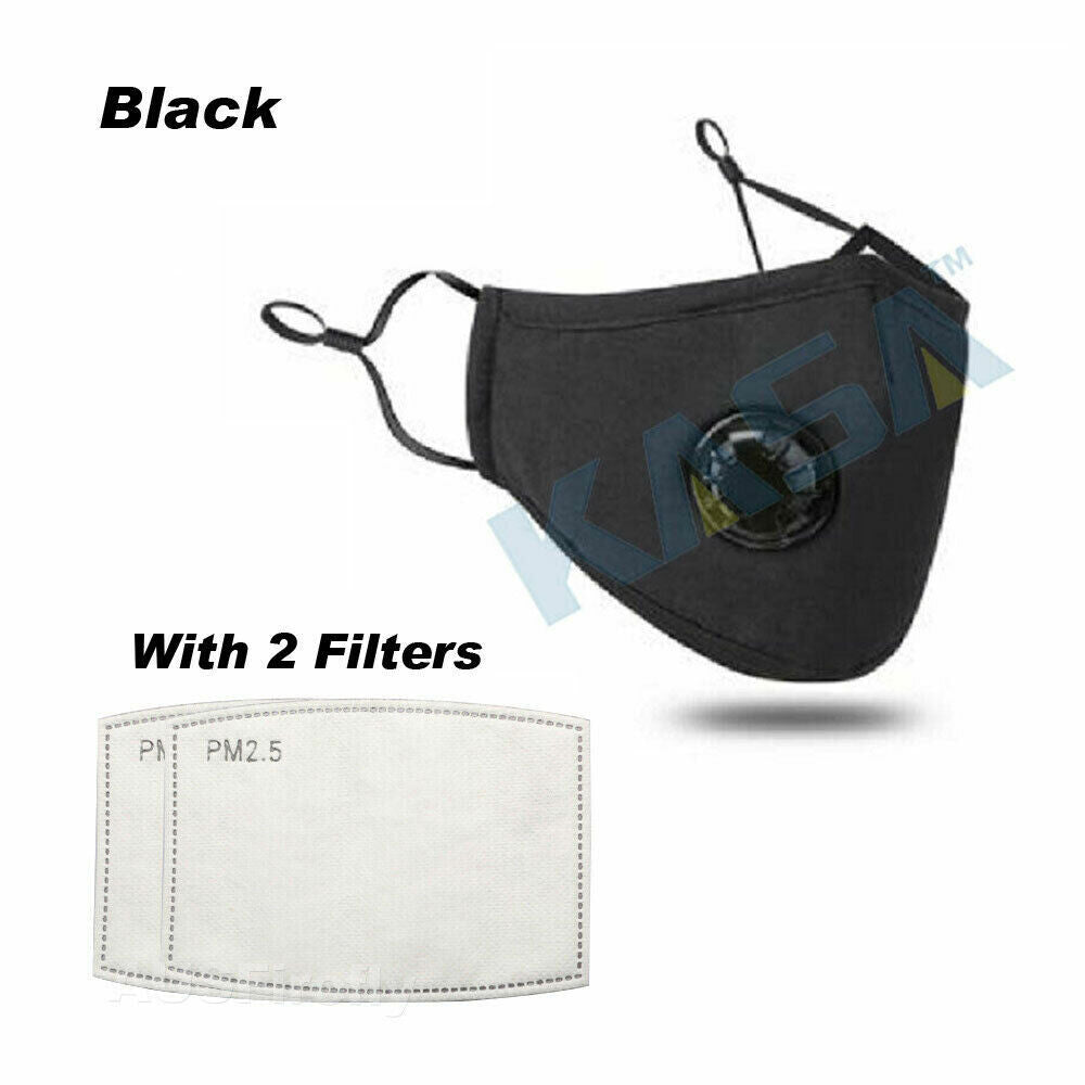 KASA Reusable Face Mask Washable Anti Air Pollution cotton Fabric with 2 Free Filters 1X Activated Carbon Filter Anti Dust Earloop Mask Breathable Cotton