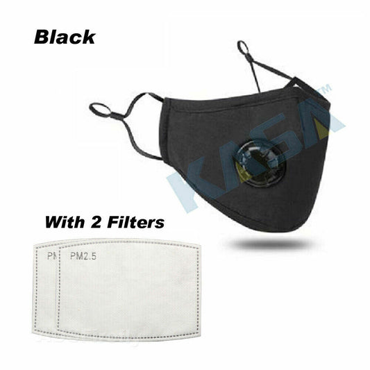 KASA Reusable Face Mask Washable Anti Air Pollution cotton Fabric with 2 Free Filters 1X Activated Carbon Filter Anti Dust Earloop Mask Breathable Cotton