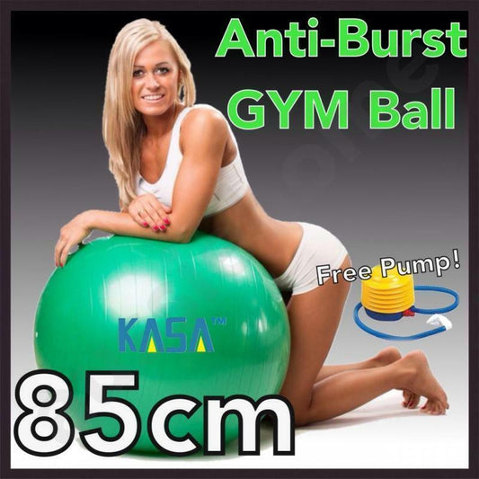 KASA Anti-Burst Swiss Ball with Pump Yoga Pilates Rehab Gym Fit Home Hand 85cm