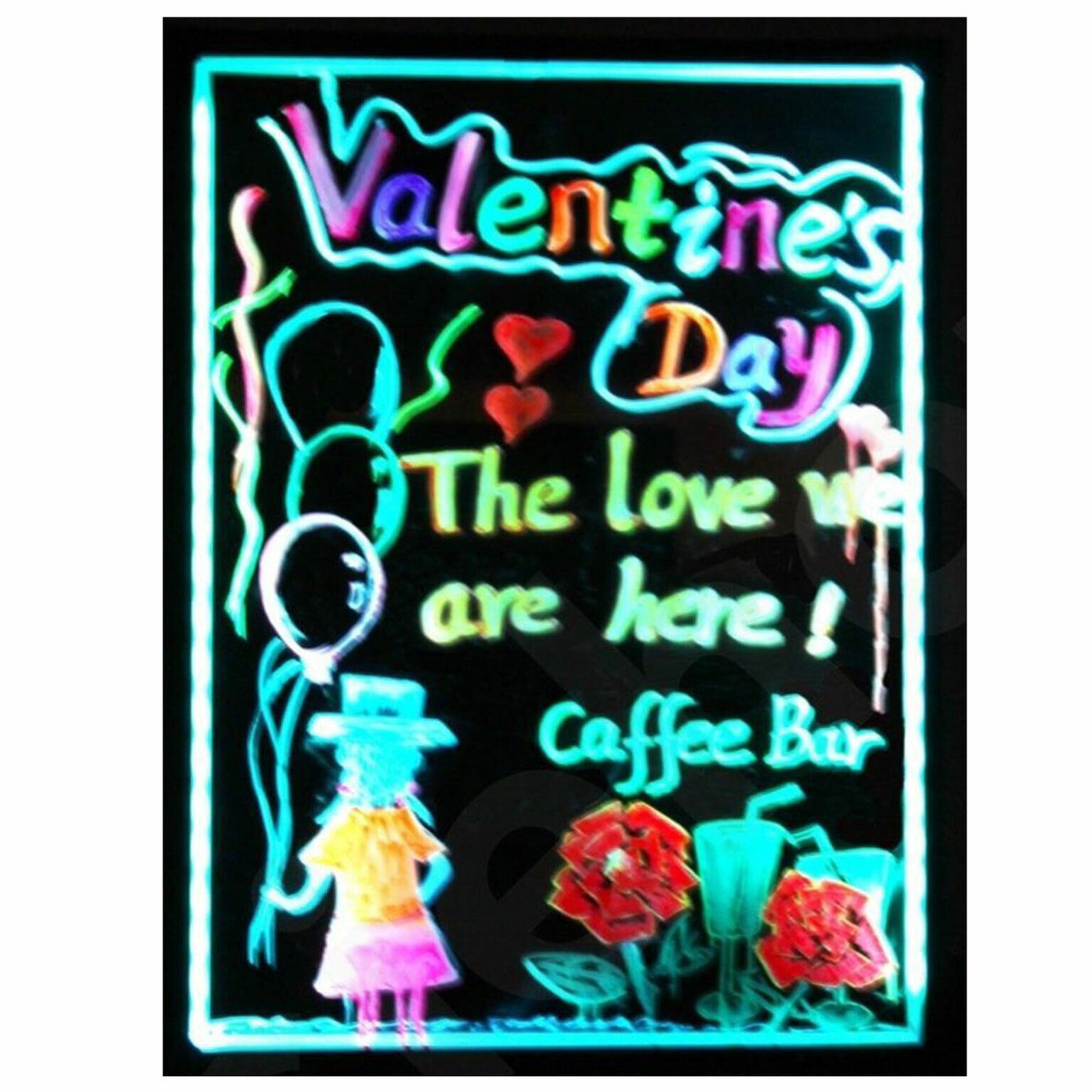 Kasa LED Writing Board Neon Sign Signage Fluorescent Light Remote 80 x 60 cm
