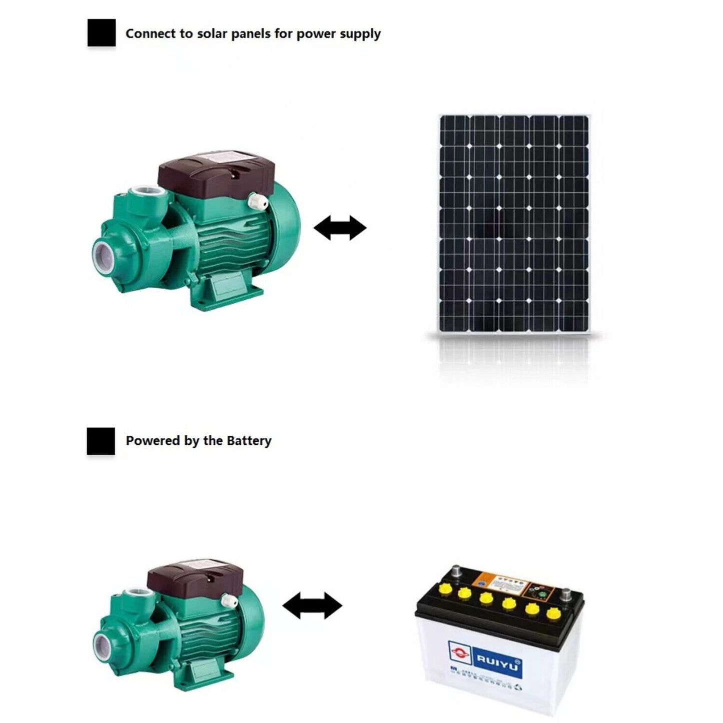 Kasa 24v DC Solar Pressure Water Pump Copper Motor Double Impeller 370W fully variable speed