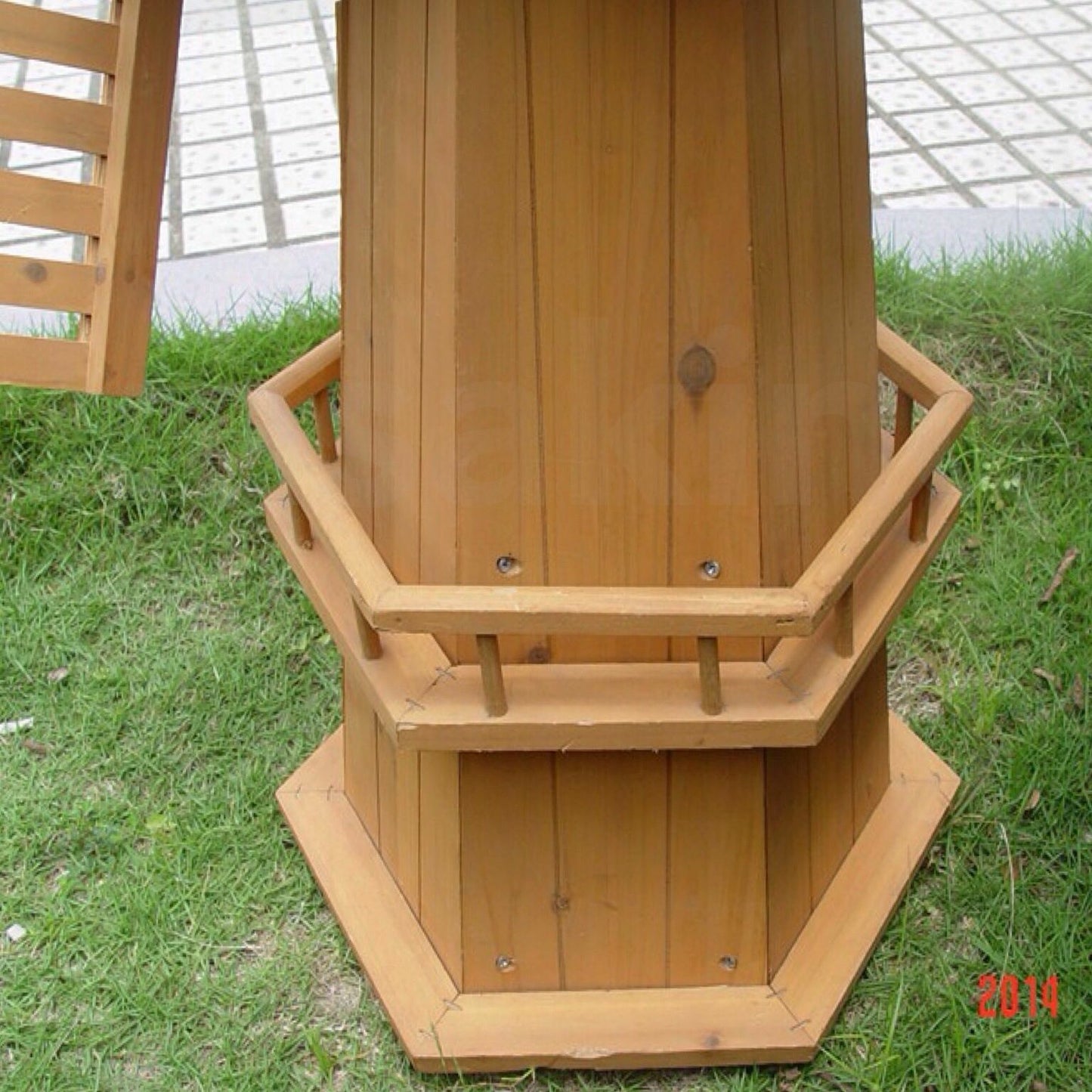 NEW 90CM WOODEN WINDMILL GARDEN ORNAMENT PLANT HOLDER OUTDOOR STATUE BIRD HOUSE!