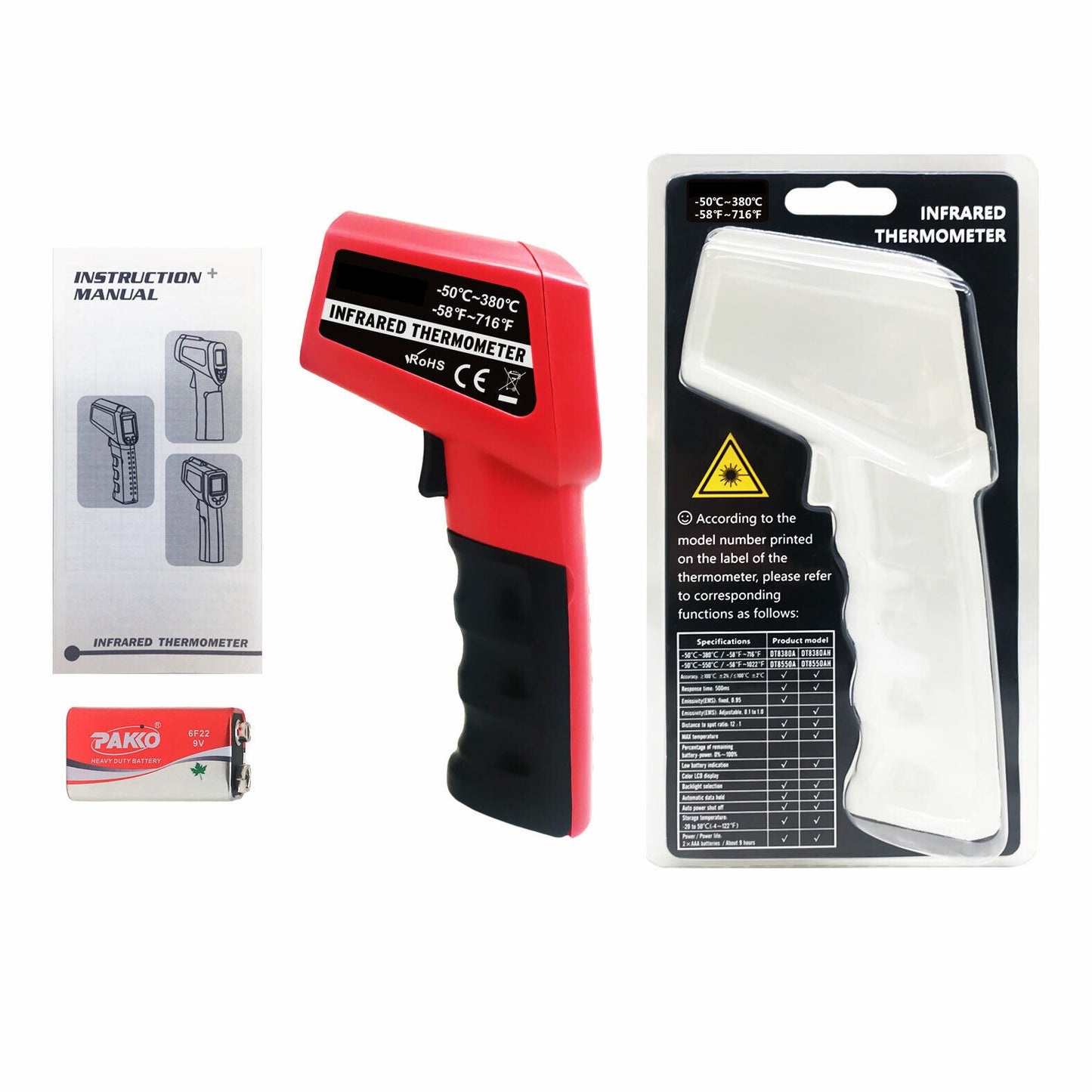 KASA NEW Industrial Laser Infrared Ir Thermometer Temperature Gun Digital Red / Black