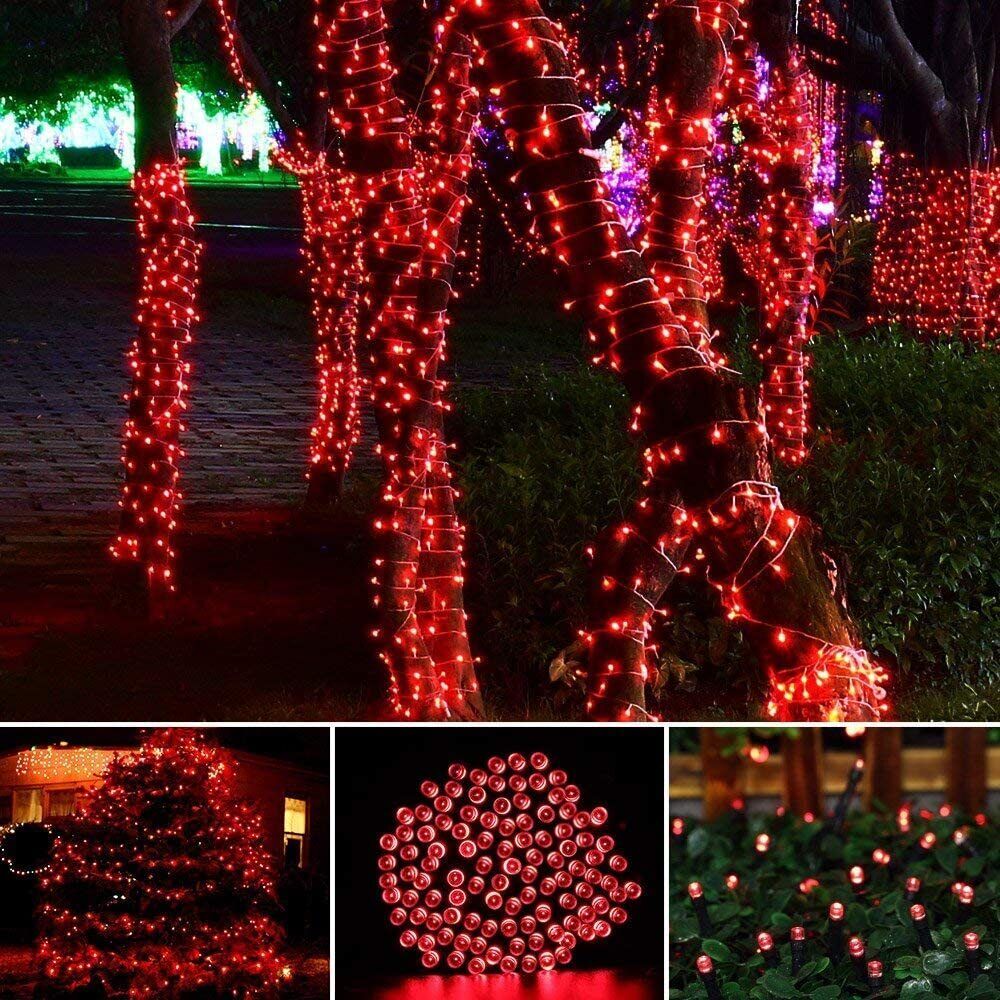 KASA Solar Fairy Lights Party Home Garden Decor Christmas String Lights Red 200 LED