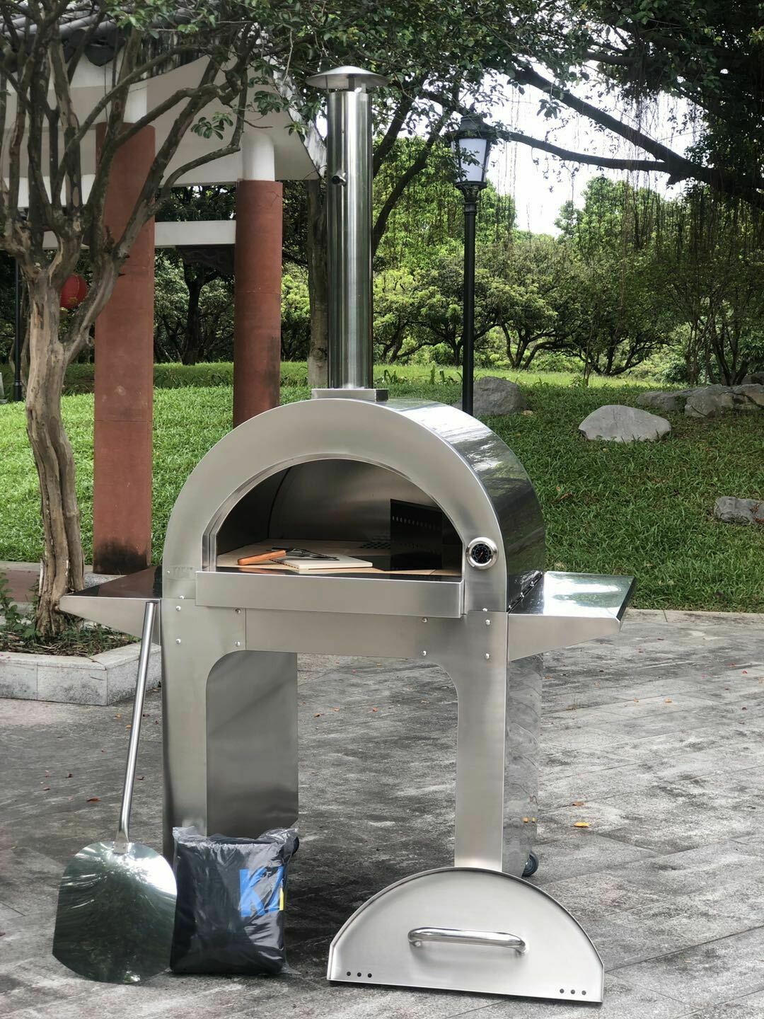 Portable Wood Fired Pizza Oven BBQ Indoor Outdoor Stainless steel Large