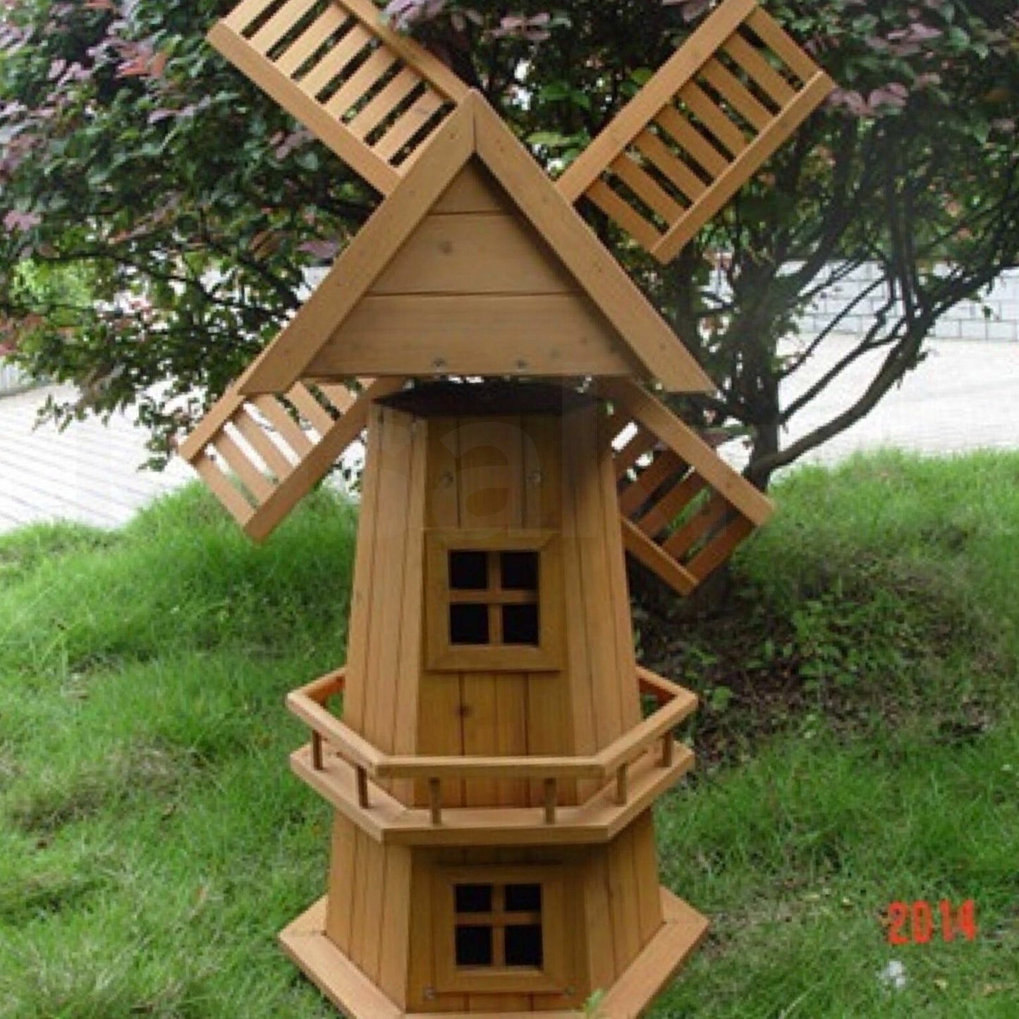NEW 90CM WOODEN WINDMILL GARDEN ORNAMENT PLANT HOLDER OUTDOOR STATUE BIRD HOUSE!