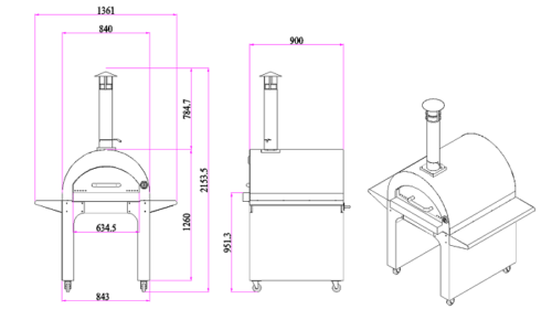 Portable Wood Fired Pizza Oven BBQ Indoor Outdoor Stainless steel Large