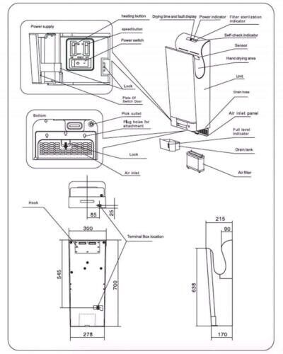 AUTOMATIC HAND DRYER, SILVER, COMMERCIAL GRADE BATHROOM, RESTROOM, TOILET