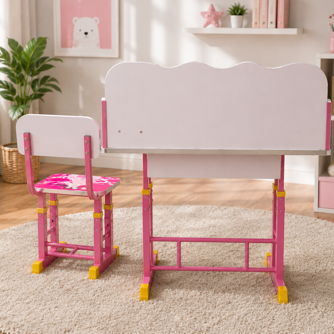 2 PCS Kids Table & Chairs Set Children Activity Play Study Desk Work Learning