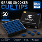 Grand Snooker Pool Cue Tips 10mm Soft Box Of 50 Oak Pressed Leather Blue Colour