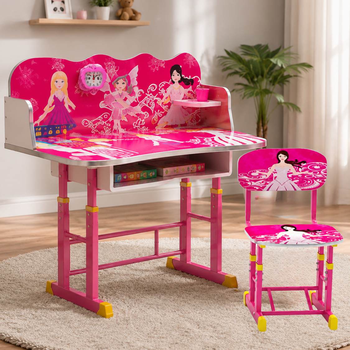 2 PCS Kids Table & Chairs Set Children Activity Play Study Desk Work Learning