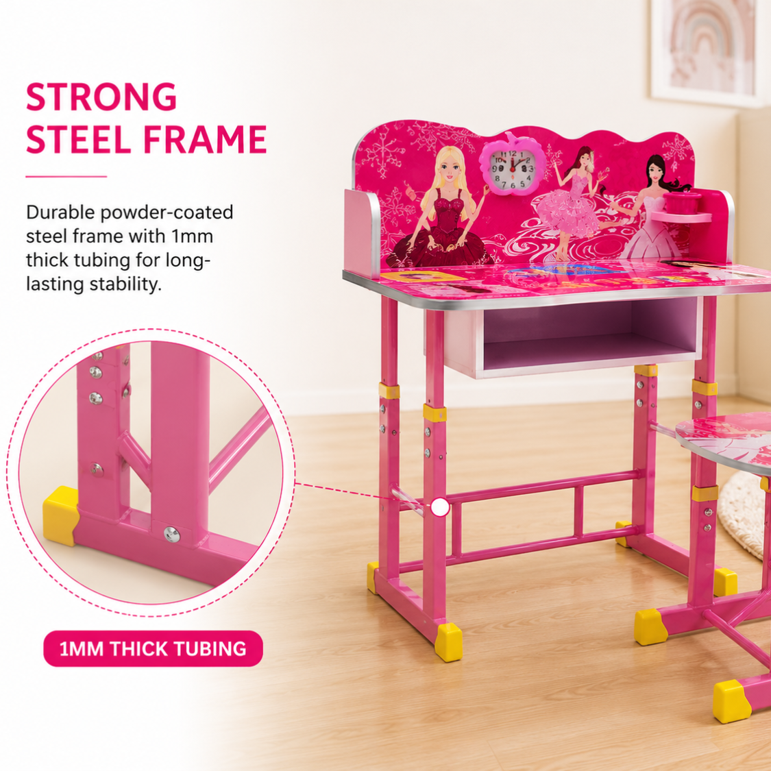 2 PCS Kids Table & Chairs Set Children Activity Play Study Desk Work Learning