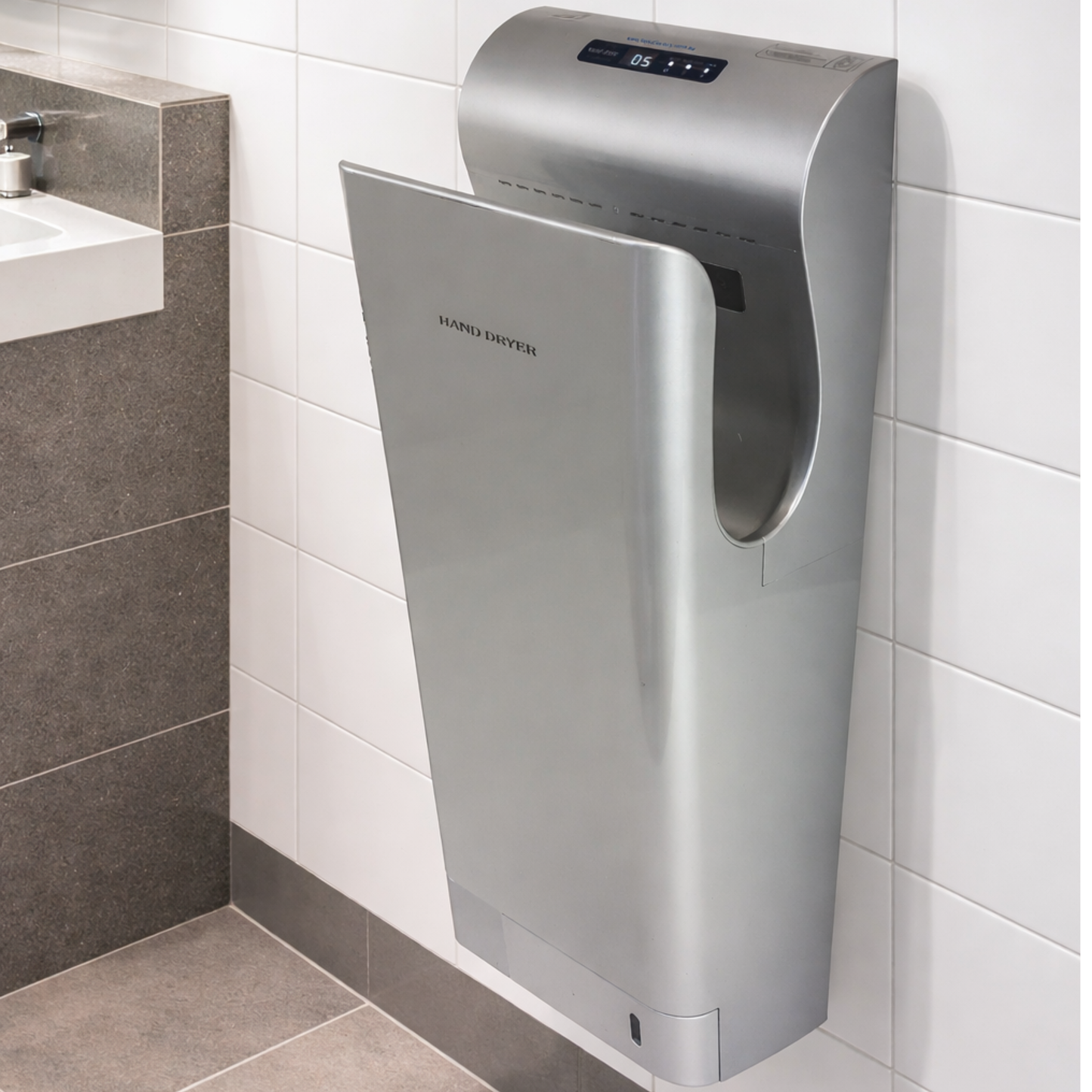 AUTOMATIC HAND DRYER, SILVER, COMMERCIAL GRADE BATHROOM, RESTROOM, TOILET