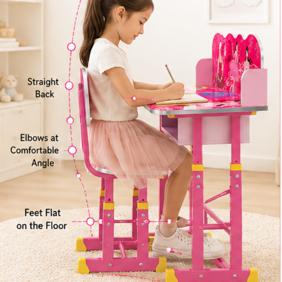 2 PCS Kids Table & Chairs Set Children Activity Play Study Desk Work Learning