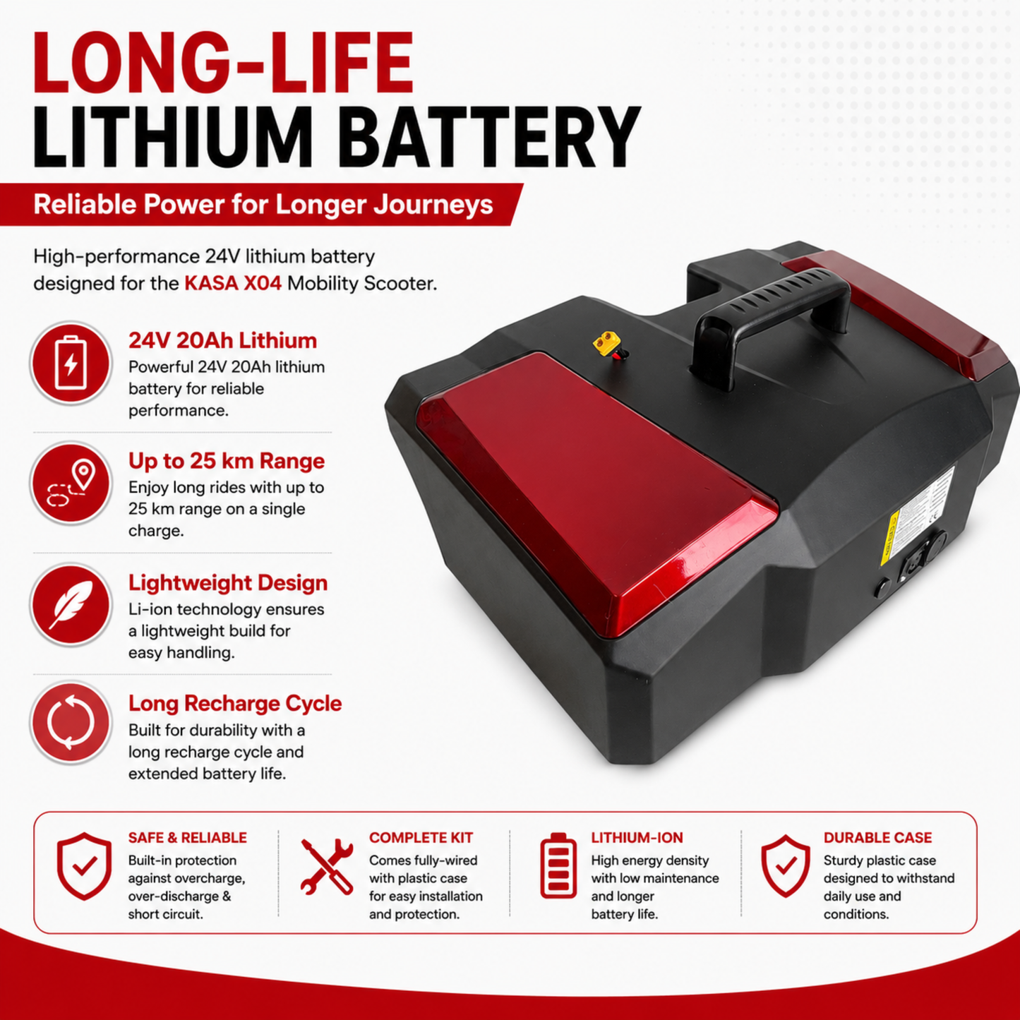 KASA Electric Mobility Scooter Portable 24V 20AH 350W Lithium Battery 10 Inch Tyres Elderly Aid Smart E-Scooter