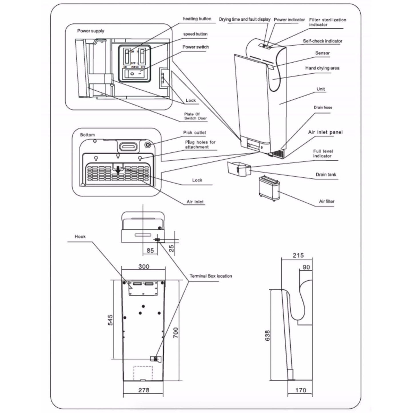AUTOMATIC HAND DRYER, SILVER, COMMERCIAL GRADE BATHROOM, RESTROOM, TOILET