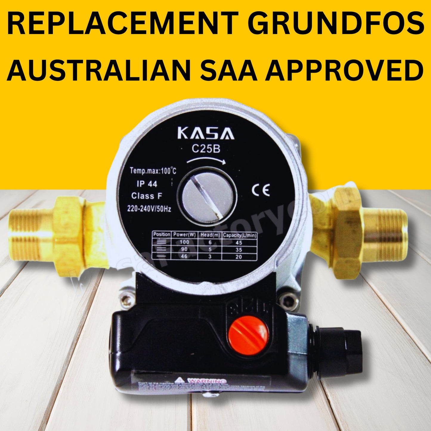 KASA Hot Water Circulation Pump 3 Speed Brass Solar Replaces Grundfos Circulating