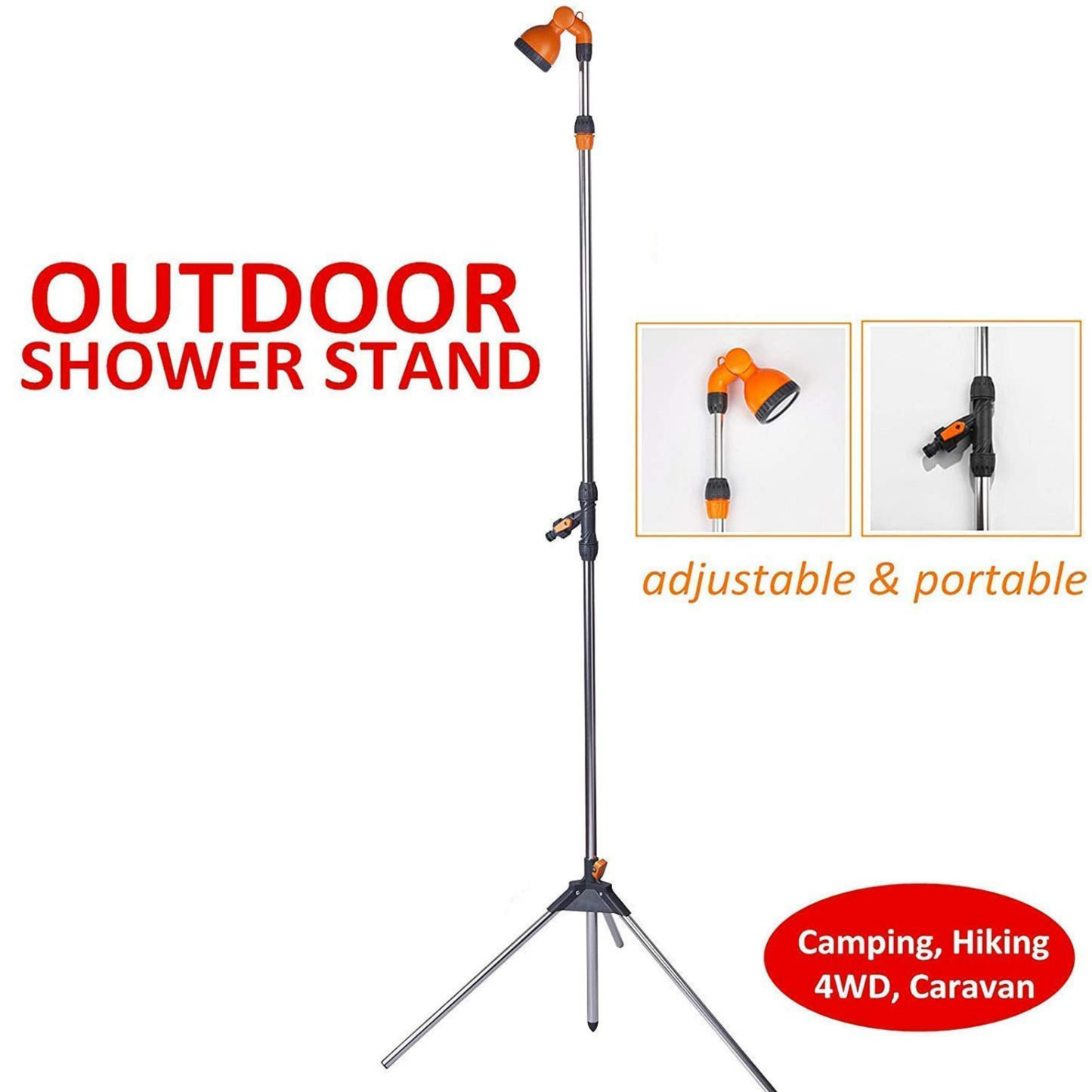 KASA Portable Outdoor Shower Garden Camping Beach Pool Height Adjustable Tripod