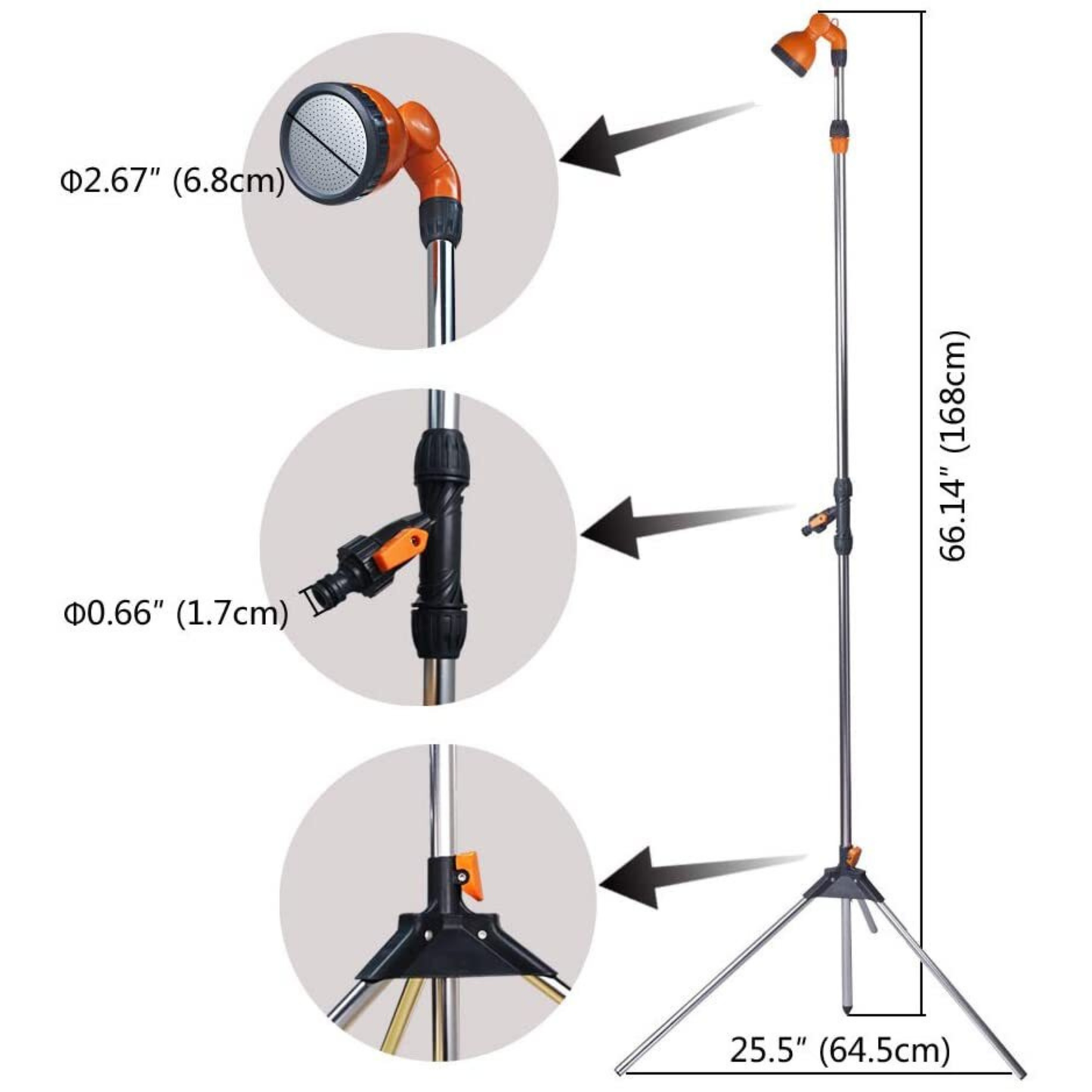 KASA Portable Outdoor Shower Garden Camping Beach Pool Height Adjustable Tripod